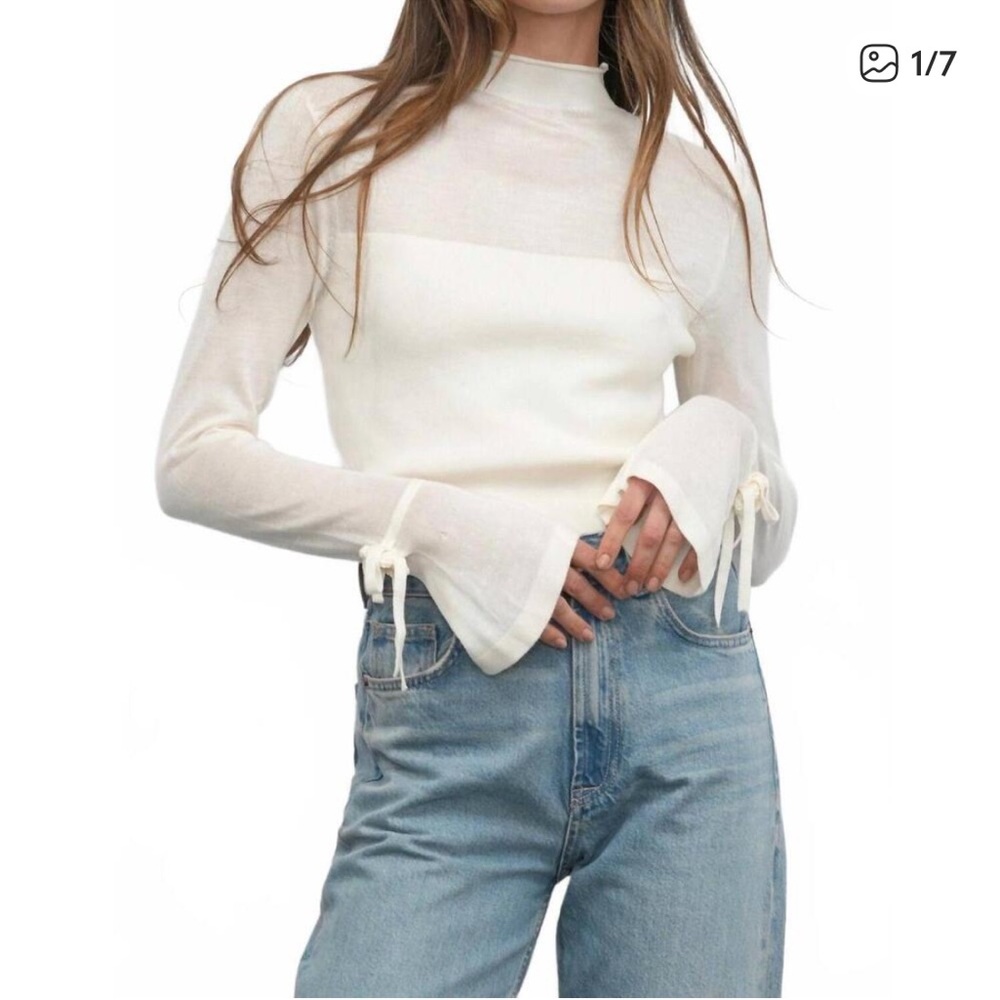 NWT Grelin Valerie Sheer Yoke Sweater with Florette Cuffs